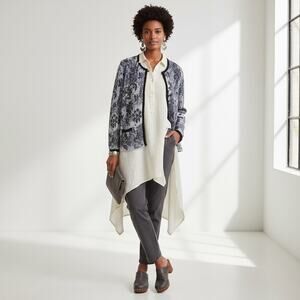 Avant Toi Italian Linen-Cotton Cashmere Knit Floral Jacket XL Distress Lagenlook